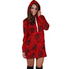 Rose Red Pattern Print Design RO04 Women Hoodie Dress
