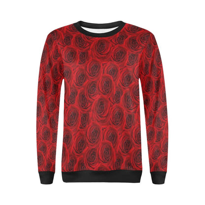 Rose Red Pattern Print Design RO04 Women Long Sleeve Sweatshirt-JorJune