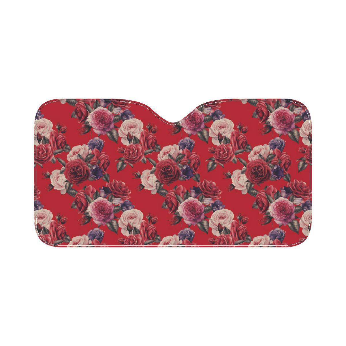 Rose Red Pattern Print Design RO07 Car Sun Shade-JorJune