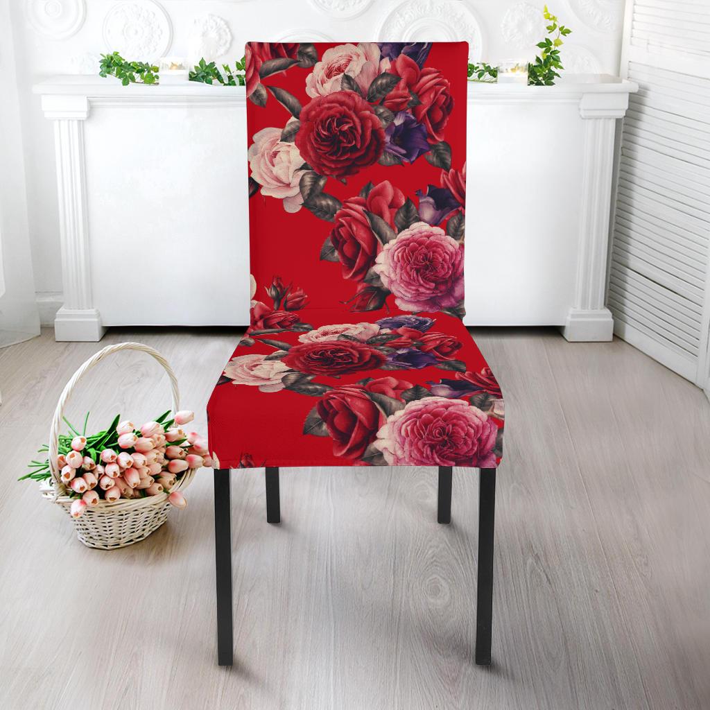 Rose Red Pattern Print Design RO07 Dining Chair Slipcover-JORJUNE.COM