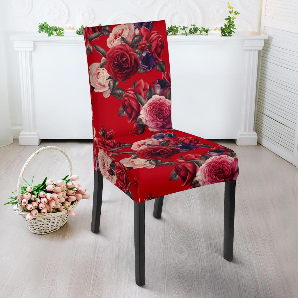 Rose Red Pattern Print Design RO07 Dining Chair Slipcover-JORJUNE.COM