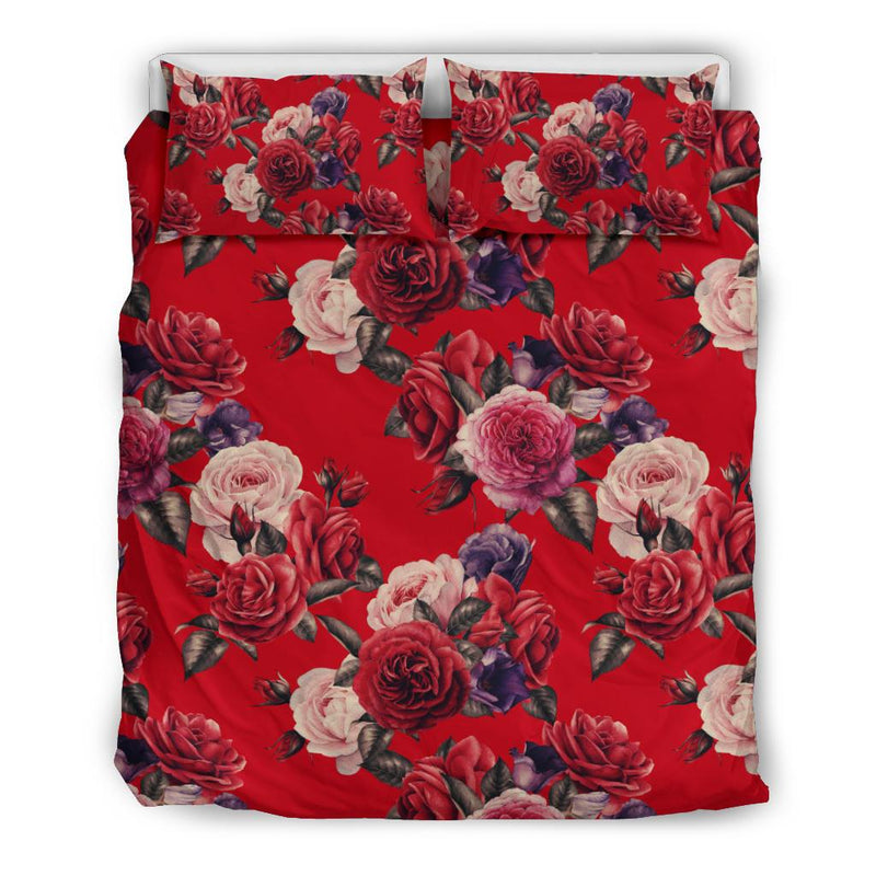 Rose Red Pattern Print Design RO07 Duvet Cover Bedding Set-JORJUNE.COM