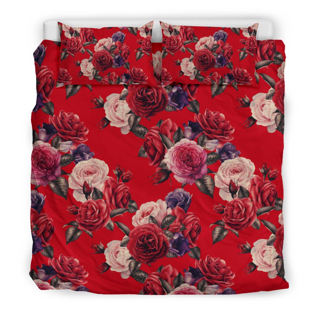 Rose Red Pattern Print Design RO07 Duvet Cover Bedding Set-JORJUNE.COM