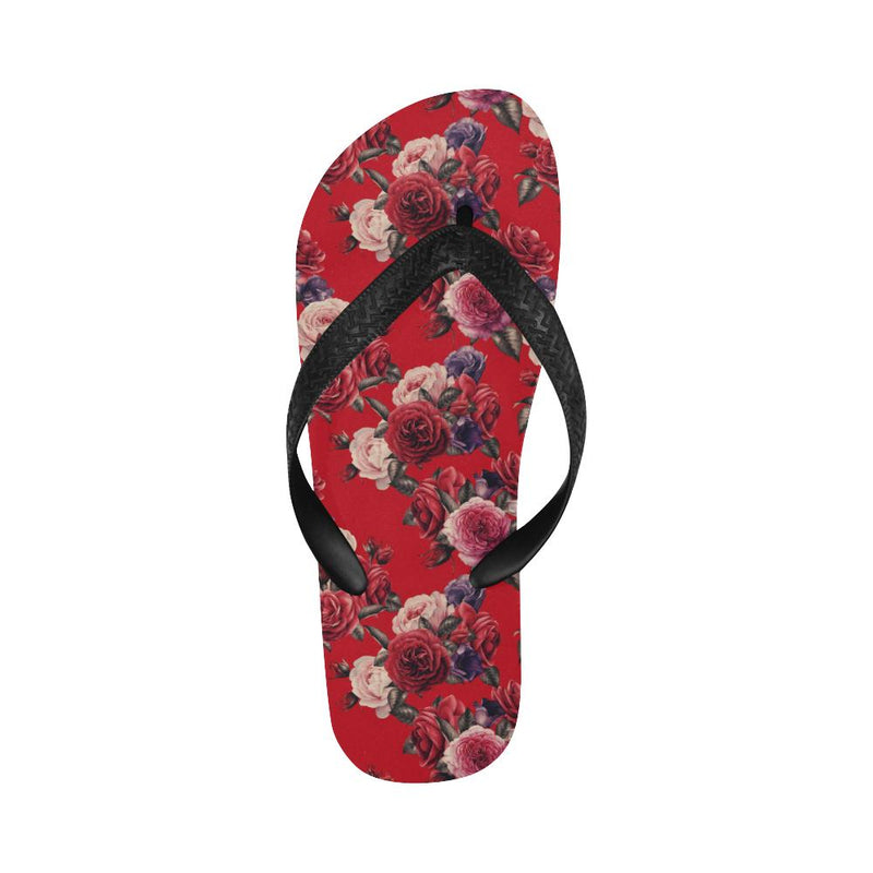 Rose Red Pattern Print Design RO07 Flip Flops-JorJune