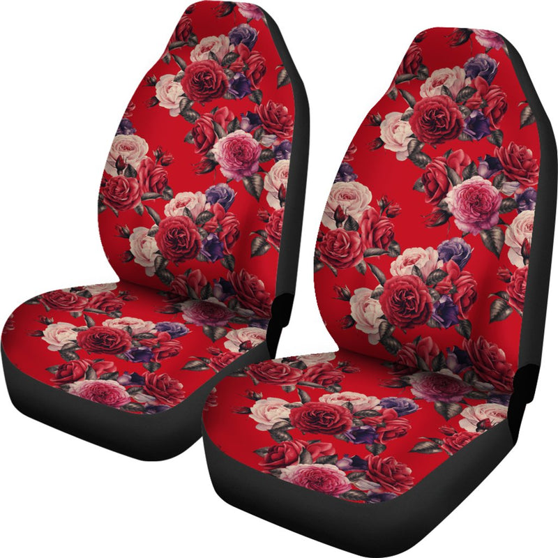 Rose Red Pattern Print Design RO07 Universal Fit Car Seat Covers-JorJune