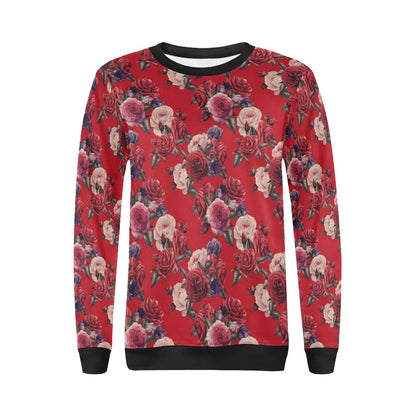 Rose Red Pattern Print Design RO07 Women Long Sleeve Sweatshirt-JorJune