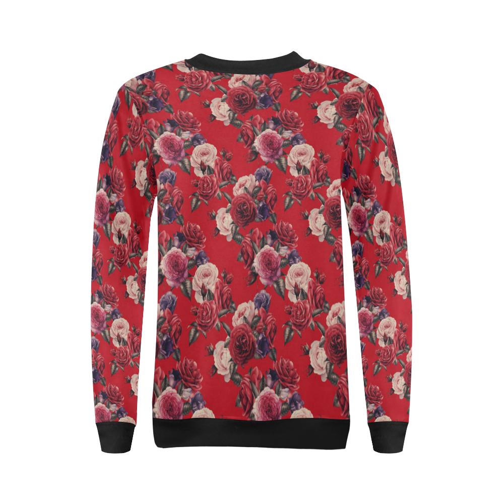 Rose Red Pattern Print Design RO07 Women Long Sleeve Sweatshirt-JorJune
