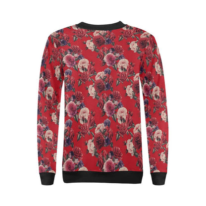 Rose Red Pattern Print Design RO07 Women Long Sleeve Sweatshirt-JorJune