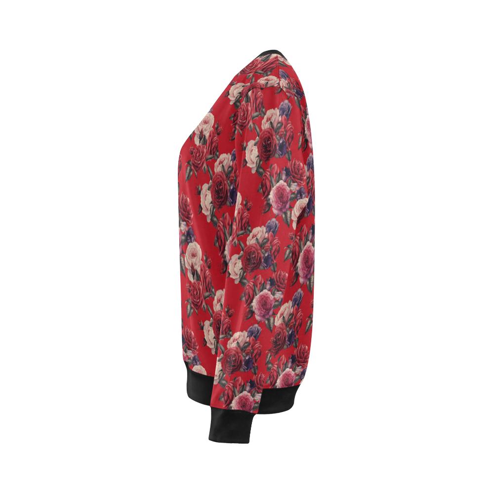 Rose Red Pattern Print Design RO07 Women Long Sleeve Sweatshirt-JorJune