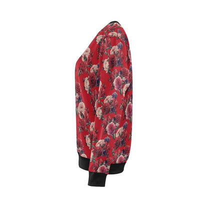 Rose Red Pattern Print Design RO07 Women Long Sleeve Sweatshirt-JorJune