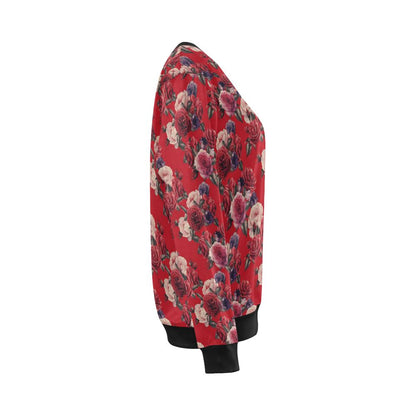 Rose Red Pattern Print Design RO07 Women Long Sleeve Sweatshirt-JorJune