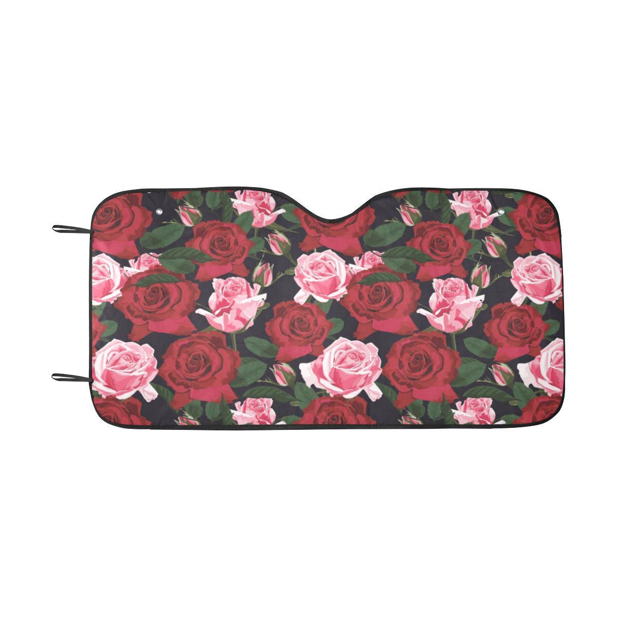 Rose Red Pink Pattern Print Design RO01 Car Sun Shade-JorJune