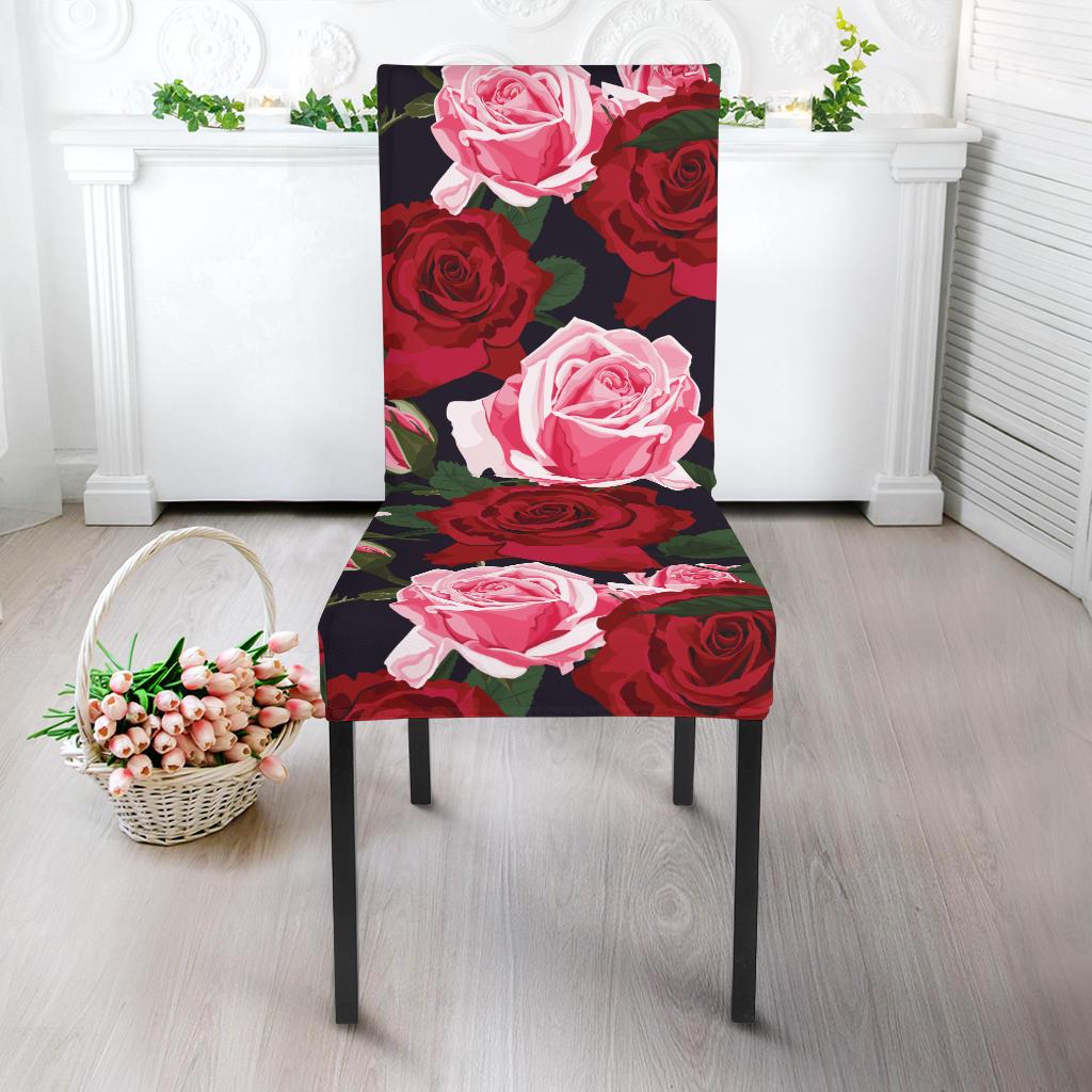 Rose Red Pink Pattern Print Design RO01 Dining Chair Slipcover-JORJUNE.COM