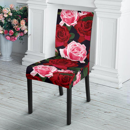 Rose Red Pink Pattern Print Design RO01 Dining Chair Slipcover-JORJUNE.COM