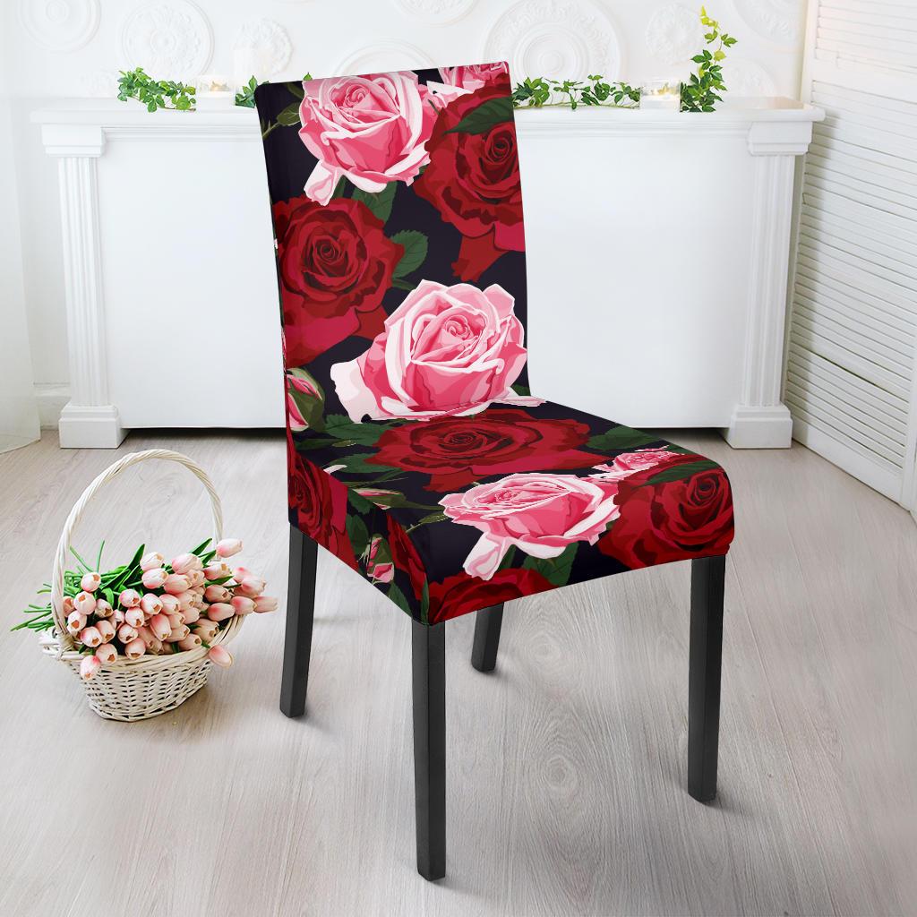 Rose Red Pink Pattern Print Design RO01 Dining Chair Slipcover-JORJUNE.COM