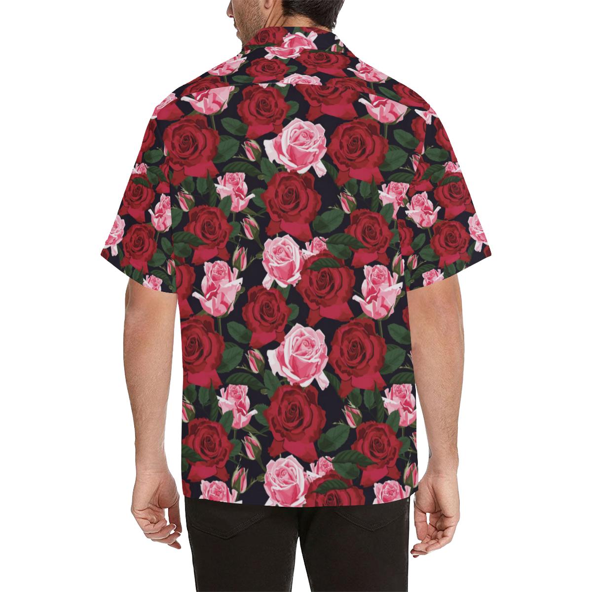 Rose Red Pink Pattern Print Design RO01 Men Hawaiian Shirt-JorJune