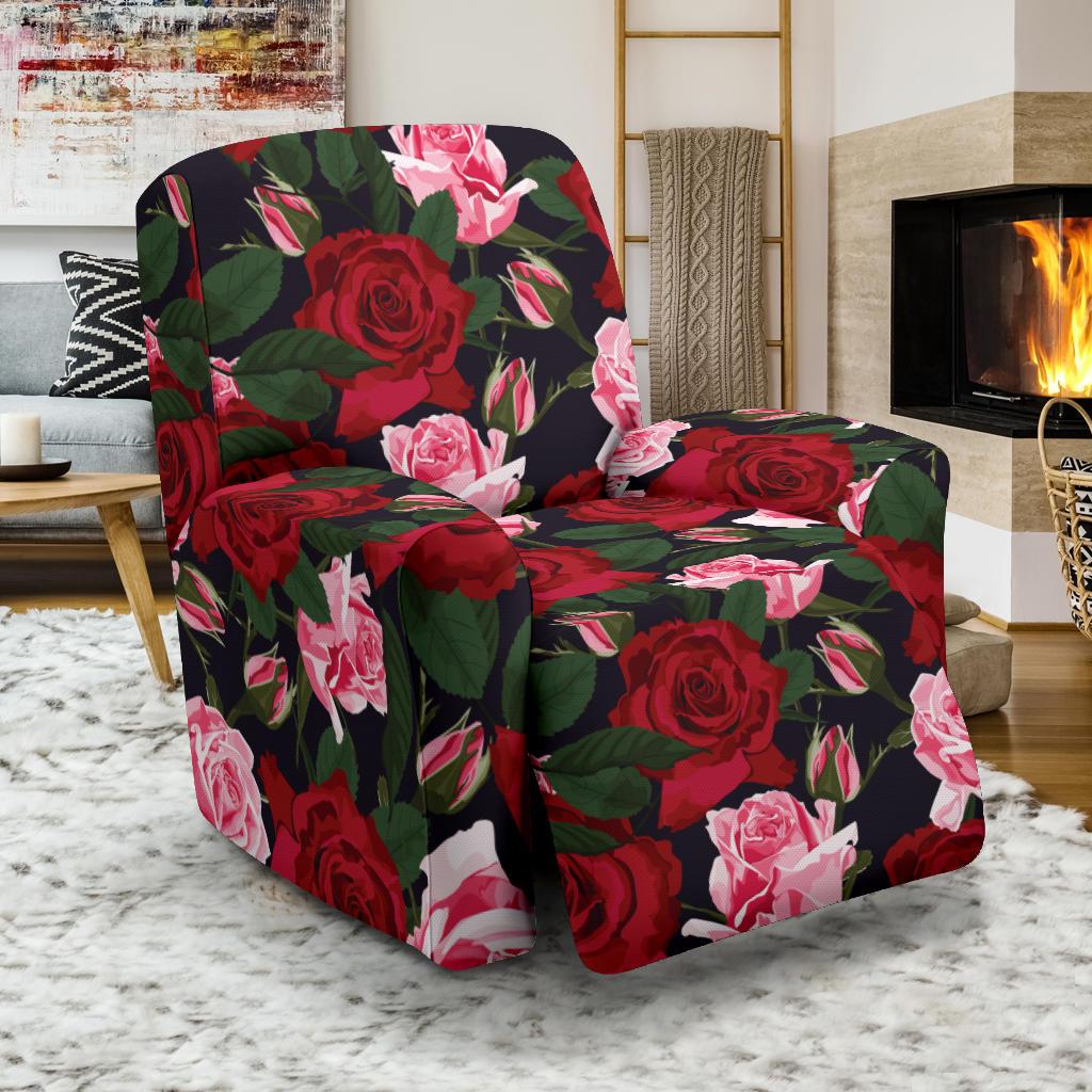 Rose Red Pink Pattern Print Design RO01 Recliner Slipcover-JORJUNE.COM