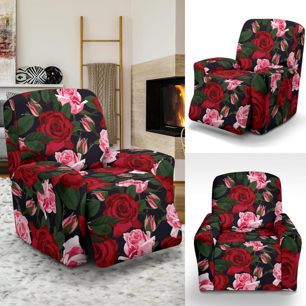 Rose Red Pink Pattern Print Design RO01 Recliner Slipcover-JORJUNE.COM
