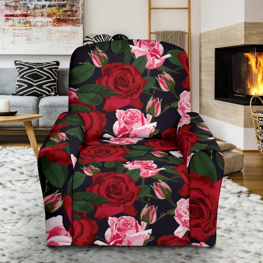 Rose Red Pink Pattern Print Design RO01 Recliner Slipcover-JORJUNE.COM