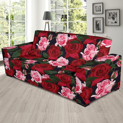Rose Red Pink Pattern Print Design RO01 Sofa Slipcover-JORJUNE.COM
