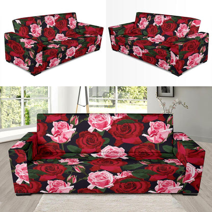 Rose Red Pink Pattern Print Design RO01 Sofa Slipcover-JORJUNE.COM