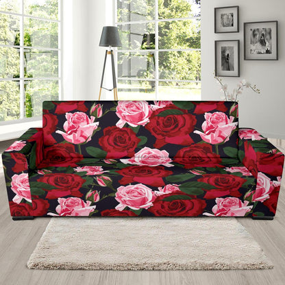 Rose Red Pink Pattern Print Design RO01 Sofa Slipcover-JORJUNE.COM