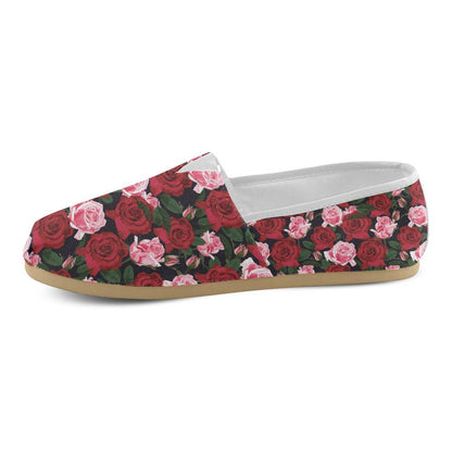 Rose Red Pink Pattern Print Design RO01 Women Casual Shoes-JorJune.com