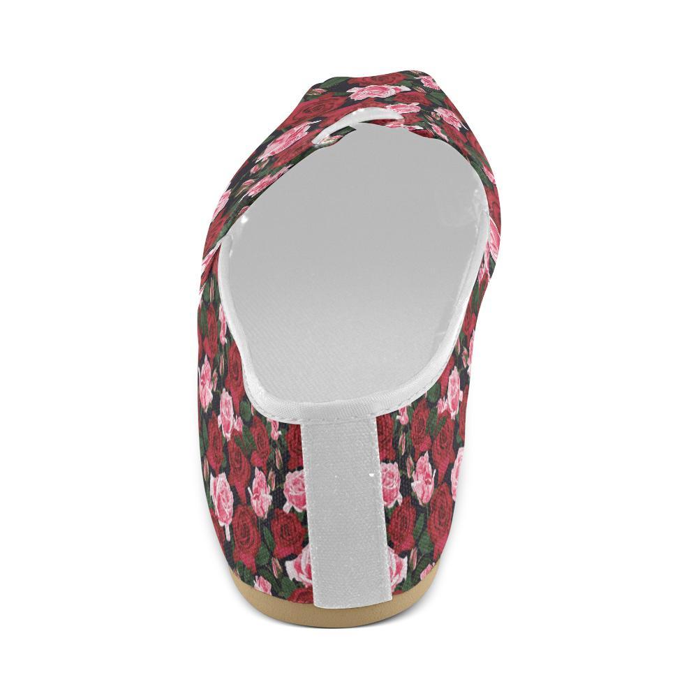 Rose Red Pink Pattern Print Design RO01 Women Casual Shoes-JorJune.com