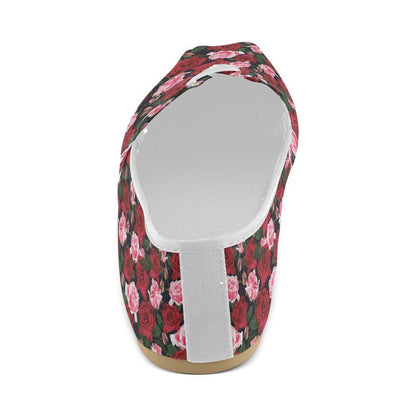 Rose Red Pink Pattern Print Design RO01 Women Casual Shoes-JorJune.com