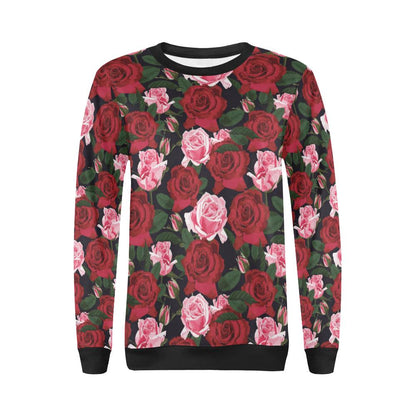 Rose Red Pink Pattern Print Design RO01 Women Long Sleeve Sweatshirt-JorJune