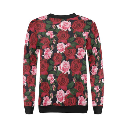 Rose Red Pink Pattern Print Design RO01 Women Long Sleeve Sweatshirt-JorJune