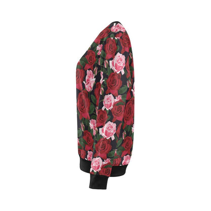 Rose Red Pink Pattern Print Design RO01 Women Long Sleeve Sweatshirt-JorJune