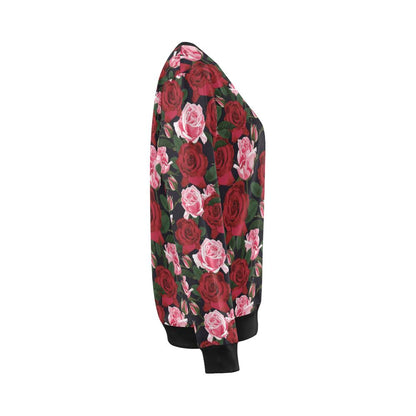 Rose Red Pink Pattern Print Design RO01 Women Long Sleeve Sweatshirt-JorJune