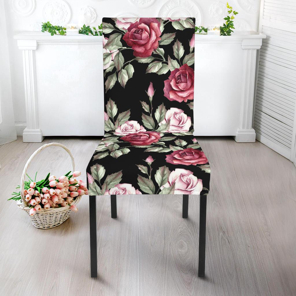 Rose Red Pink Pattern Print Design RO03 Dining Chair Slipcover-JORJUNE.COM