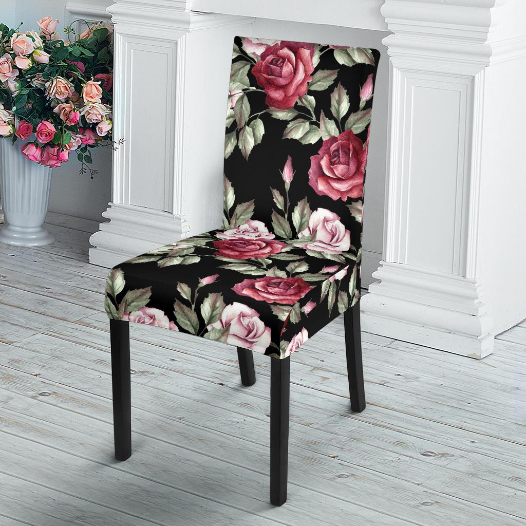 Rose Red Pink Pattern Print Design RO03 Dining Chair Slipcover-JORJUNE.COM