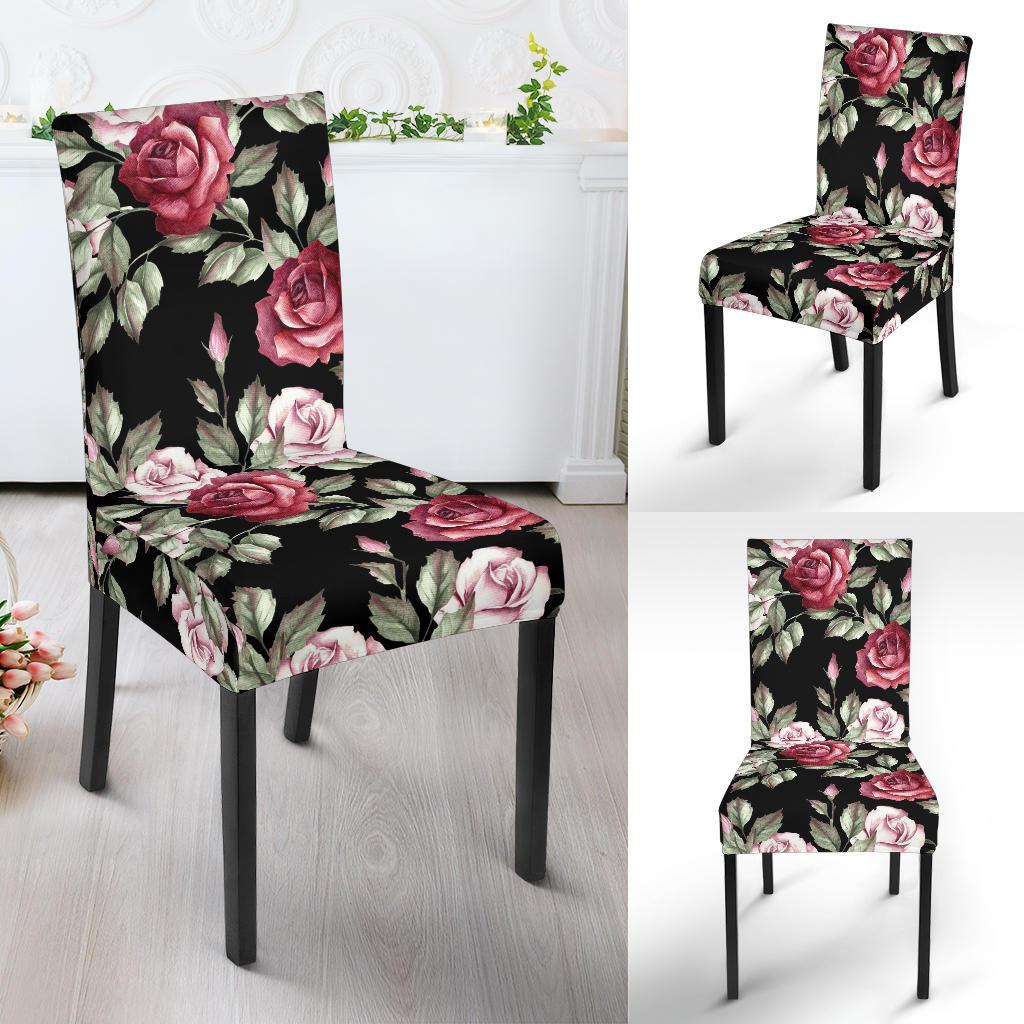 Rose Red Pink Pattern Print Design RO03 Dining Chair Slipcover-JORJUNE.COM
