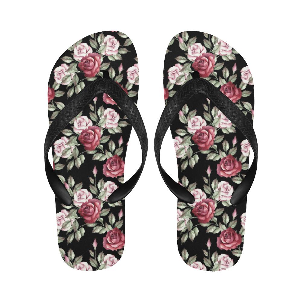 Rose Red Pink Pattern Print Design RO03 Flip Flops-JorJune