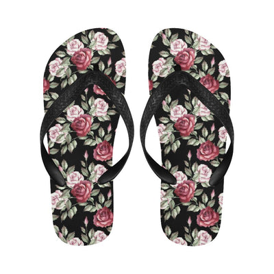 Rose Red Pink Pattern Print Design RO03 Flip Flops-JorJune