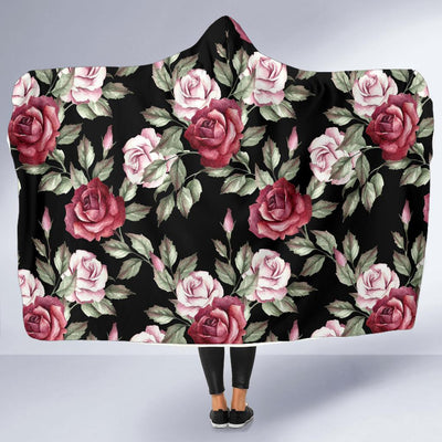 Rose Red Pink Pattern Print Design RO03 Hooded Blanket-JORJUNE.COM