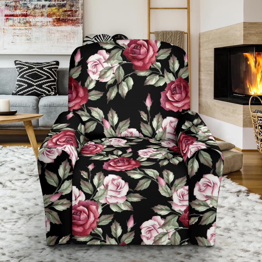 Rose Red Pink Pattern Print Design RO03 Recliner Slipcover-JORJUNE.COM