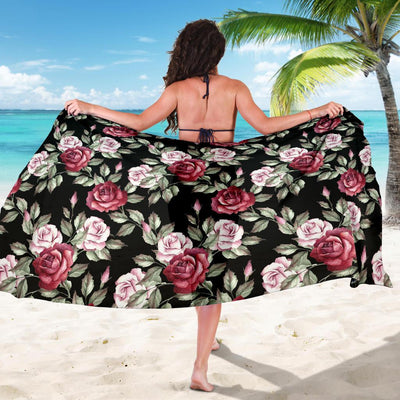 Rose Red Pink Pattern Print Design RO03 Sarong Pareo Wrap-JORJUNE.COM