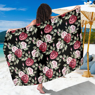 Rose Red Pink Pattern Print Design RO03 Sarong Pareo Wrap-JORJUNE.COM