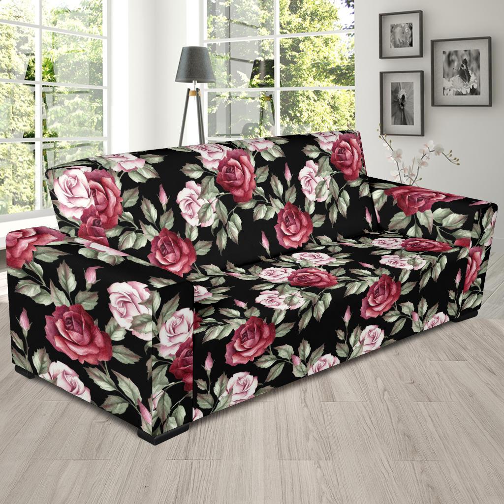 Rose Red Pink Pattern Print Design RO03 Sofa Slipcover-JORJUNE.COM