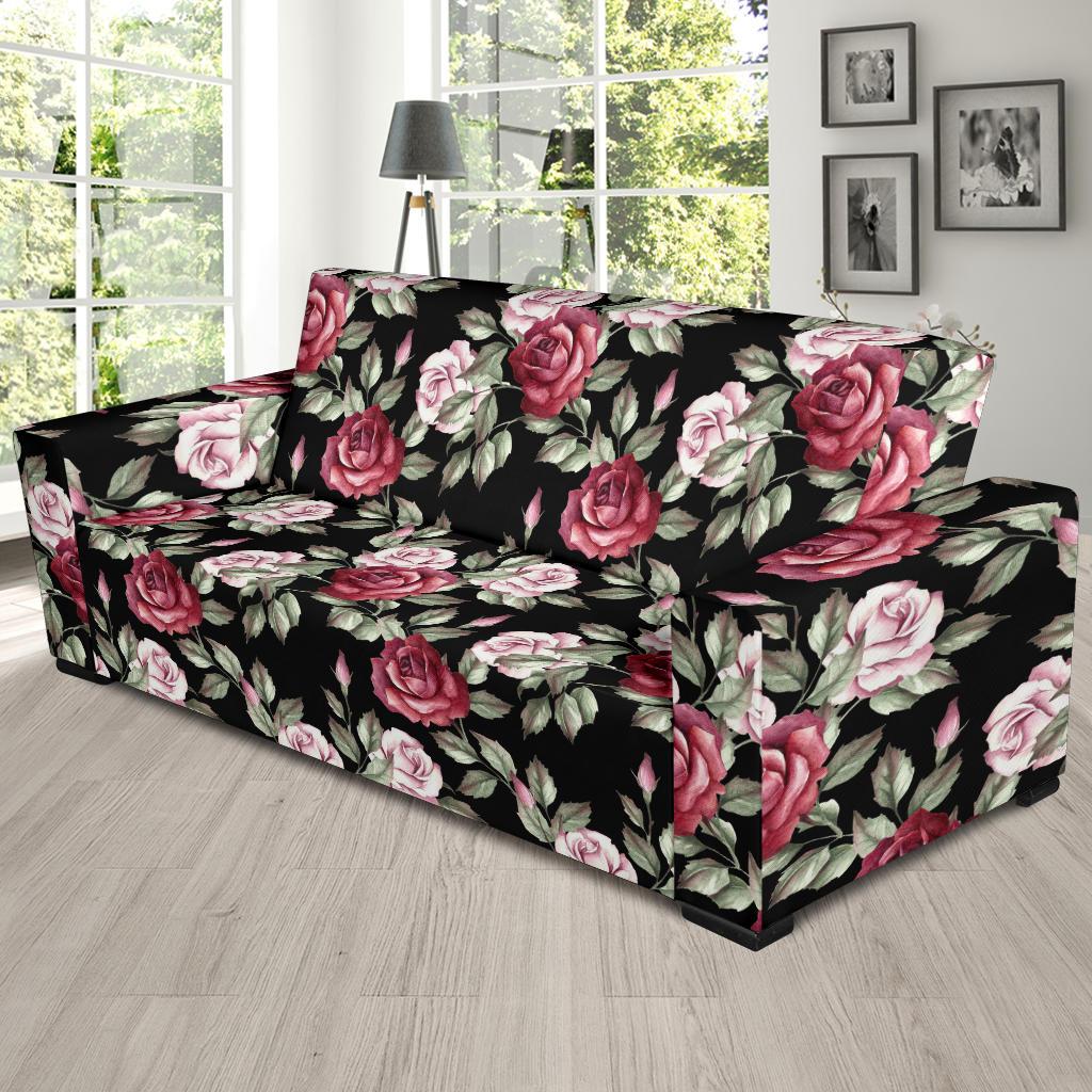 Rose Red Pink Pattern Print Design RO03 Sofa Slipcover-JORJUNE.COM