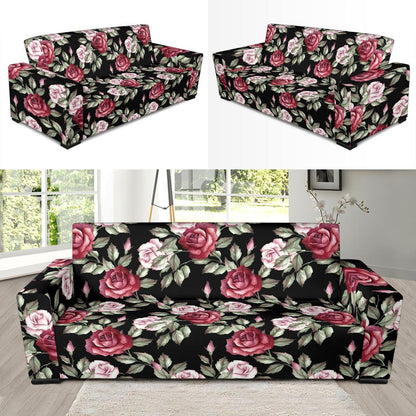 Rose Red Pink Pattern Print Design RO03 Sofa Slipcover-JORJUNE.COM