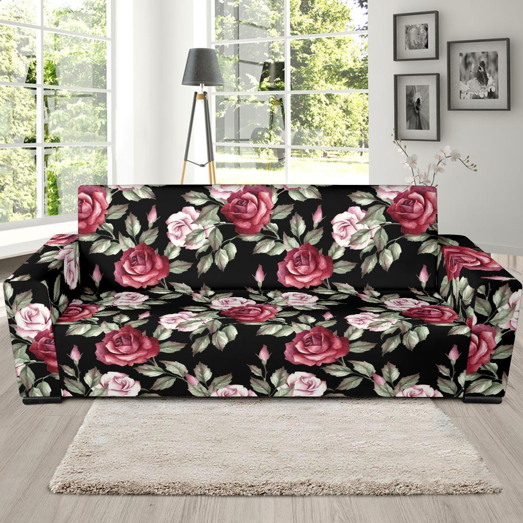 Rose Red Pink Pattern Print Design RO03 Sofa Slipcover-JORJUNE.COM