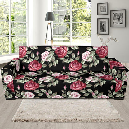 Rose Red Pink Pattern Print Design RO03 Sofa Slipcover-JORJUNE.COM