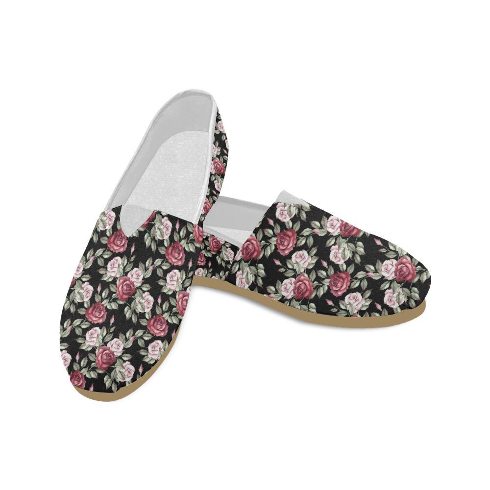 Rose Red Pink Pattern Print Design RO03 Women Casual Shoes-JorJune.com