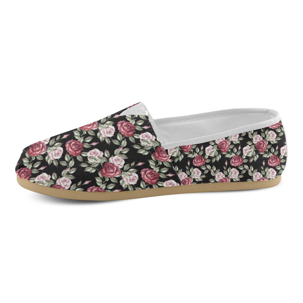 Rose Red Pink Pattern Print Design RO03 Women Casual Shoes-JorJune.com