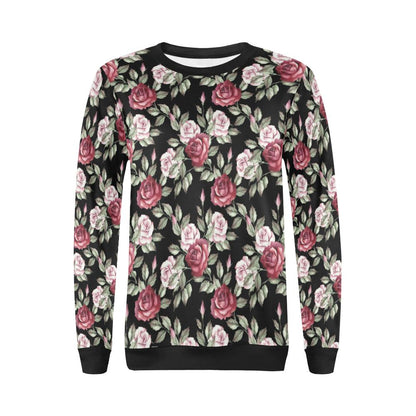 Rose Red Pink Pattern Print Design RO03 Women Long Sleeve Sweatshirt-JorJune